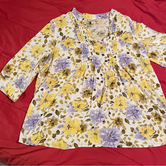 Blouse Camisole Coldwater Creek - Soie Et Coton - Taille 1X - Motif Marine/blanc